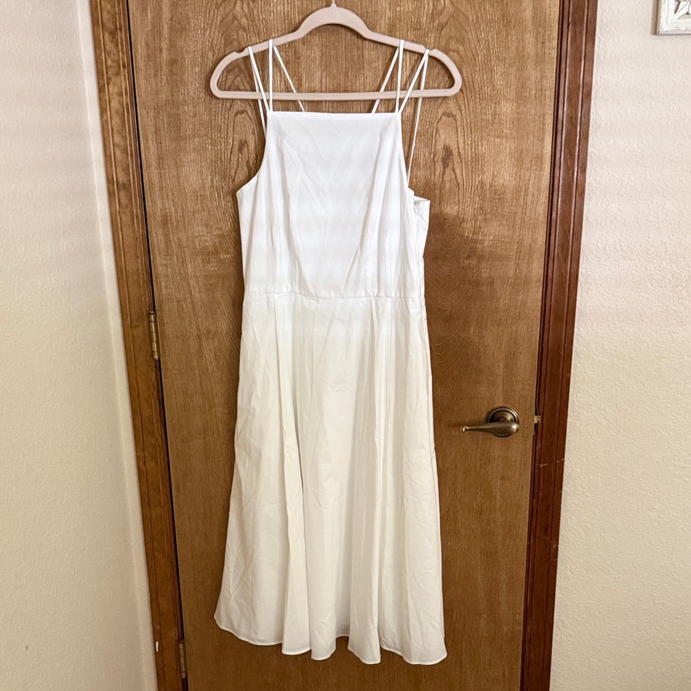 NWT Joie Brand White Midi Dress with Spaghetti Straps, Size 8